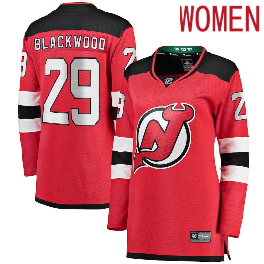 Women New Jersey Devils 29 Mackenzie Blackwood Fanatics Branded Red Home Breakaway Player NHL Jersey